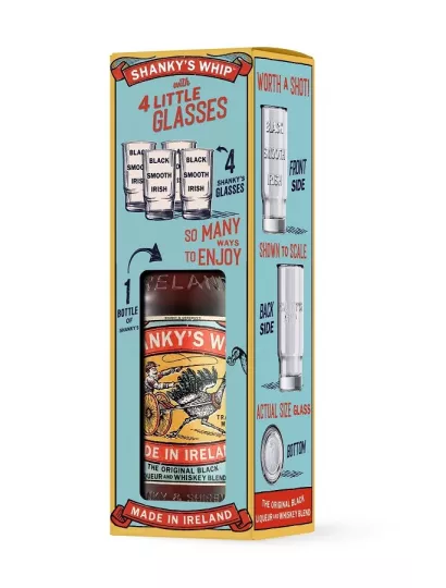 Coffret Shanky’s Whip 33° avec 4 verres à shot