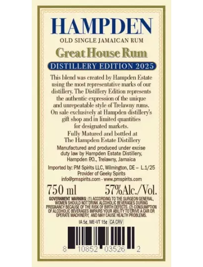 HAMPDEN Great House Distillery Edition 2025 57% - MonWhisky.fr