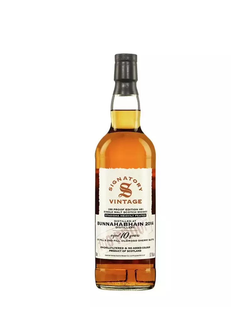 BUNNAHABHAIN STATOISHA 10 YO 2014 100 Proof #61 Signatory Vintage